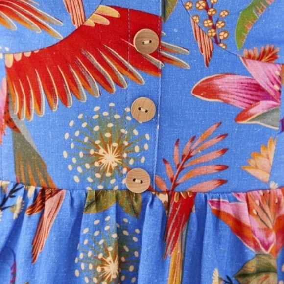 FARM Rio Macaw Party Tiered Linen Blend Fit & Flare Mini Dress - Picture 3 of 8